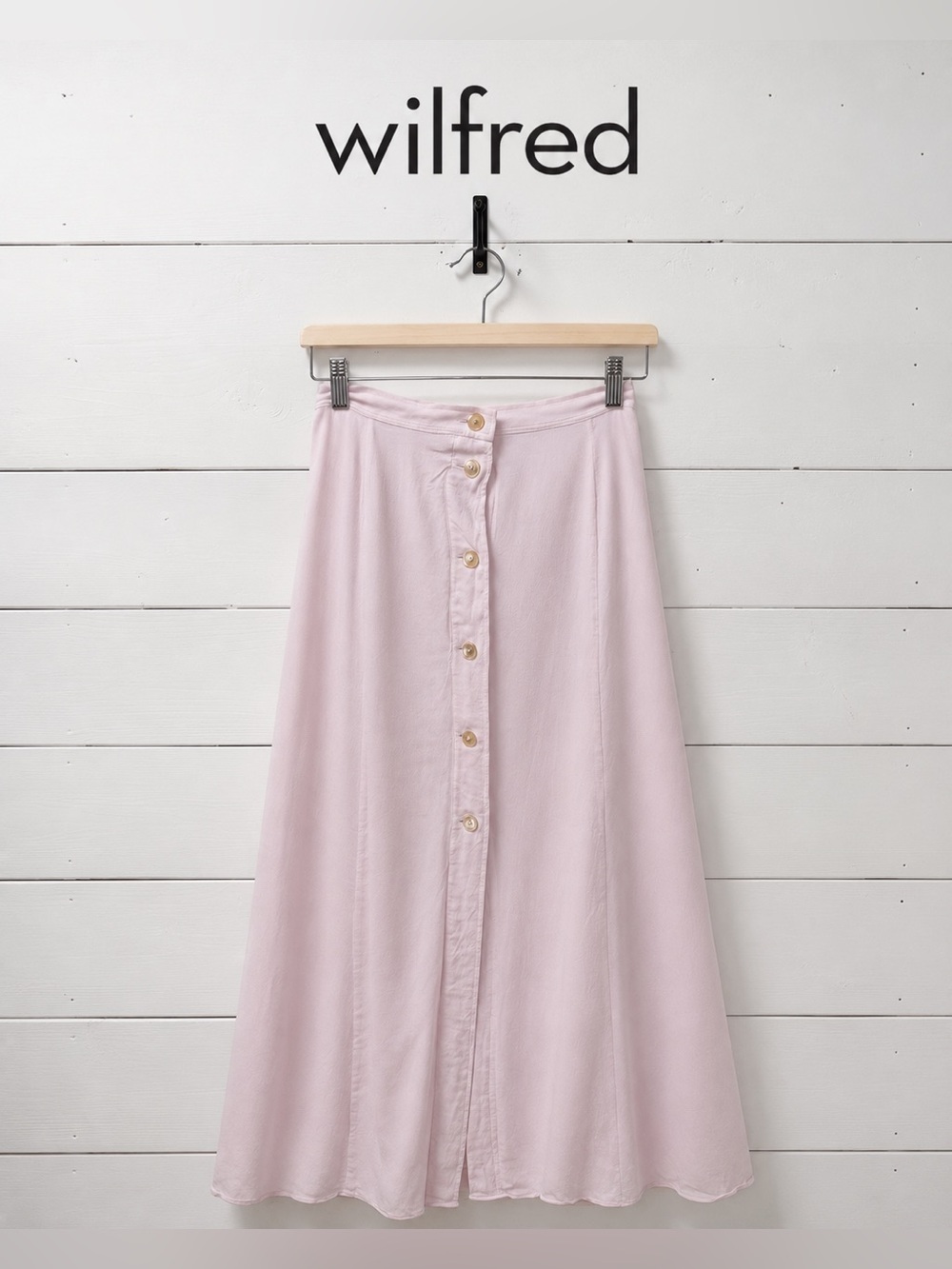 Wilfred Button-Front Midi Skirt – Soft Pink – Size 2